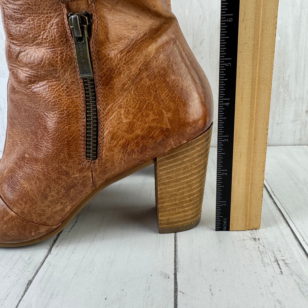Paul Green Brown Bellini Peep Toe Bootie Distressed Leather Ankle Boot Size 8 - Picture 7 of 15